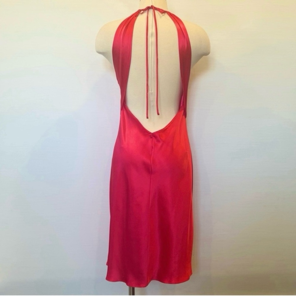 Y2K Victoria’s Secret 100% Silk Red Bias Cut Vintage Halter Keyhole Slip Dress M - Picture 7 of 9